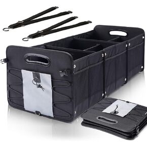 منظم صندوق السيارة الكبير ومنظم السيارة والتخزين لسيارات الدفع الرباعي 3 مقصورات قابلة للطي ومحمولة وغير قابلة للانزلاق وحزام سفلي (أزرق) in Kuwait