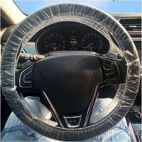 Ziciner 50 PCS Disposable Steering Wheel Cover, Universal Non-Woven Car Steering Wheel Protectors with Elastic Trims, Perfect for Automotive Service Oil Changes Body Shops (Style1-50PCS)