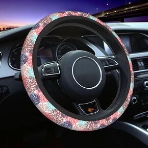Pink Floral Steering Wheel Cover Auto Steering Wheel Protector 15 inch Fit Auto SUV Vans Trucks
