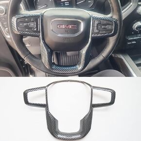 ZiWen New Carbon Fiber Print Steering Wheel Cover Trim for GMC Sierra 1500 2500HD 3500HD 2020 2021 2022 2023 2024 Yukon XL 2021 2022 2023 2024 (Carbon Fiber Print)