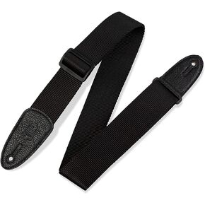 Levy's Leathers 2" Soft-hand Polypropylene Guitar Strap with Leather Ends and Tri-glide Adjustment; Black (M8-BLK)