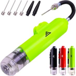Dual Action Ball Pump with 5 Spare Needles and Plastic Adaptor for Your Football, Basketball, Soccerball, Pilates Ball, Volleyball, Handball, etc.
