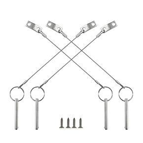 4PIECES of Quick Release Pin 1/4" Diameter, Usable Length 2"(50mm), Total Length 2-1/2"(63mm) Full 316 Stainless Steel, Bimini Top Pin, Marine Hardware