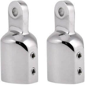 ISURE MARINE 316 Stainless Steel Heavy Duty Fitting Bimini Top Cap Fits 1" (25.4mm) OD Round Tube External Eye End with Two Screws for Boat Covers Boat Marine Hardware(2pcs)