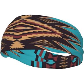 Native American Southwestern Navajo Art Fashionable Sports Decoration, Sweat Resistant Headband, Hair Band, Breathable Sweat Wicking Fitness Equipment Headbands for Women Men