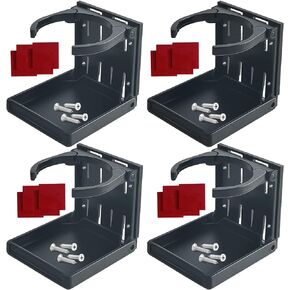4 Pack Adjustable Arms Folding Drink Cup Holder Universal Wall Mounted Car Cup Bottle Holder with Screws & Tapes for Car Truck Boat Home Office, Black