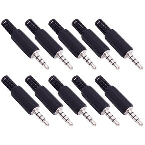 (10 Pack 3.5mm Replacement Repair Plug Jack TRRS Stereo Male Plug 1/8" 3.5mm Solder Type DIY Audio Cable Connector for Headphone Headset Earphone Microphone Cable Repair