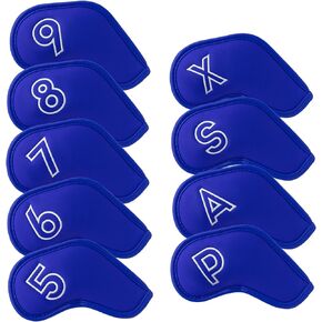 Montela Golf Iron Covers,Golf Iron Head Covers Leather Golf Iron Covers Set 9pcs Golf Iron Headcovers,Golf Club Head Covers for Iron Club Fit All Brands Titleist,Callaway,Taylormade
