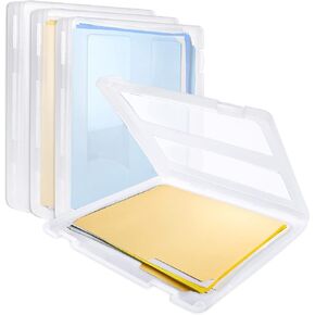 A4 Plastic Paper Organizer Box: 4 Pcs Plastic File Box, Portable Stackable Paper Storage Box, Clear A4 File Box, Clear Plastic Document Magazine Organizer Box for Papers, Magazines, Photos, Documents in Kuwait