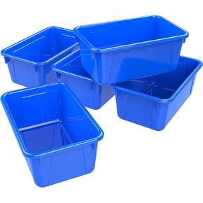 Storex Small Cubby Bins – Plastic Storage Containers for Classroom, 12.2 x 7.8 x 5.1 inches, Class Blue, 5-Pack (62416A05C)
