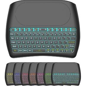 Mini Wireless Keyboard,D8 Mini Keyboard with Touchpad,Colorful Backlit Small Wireless Keyboard,Mini Handheld Remote Keyboard for PC,Raspberry Pi 4, Android TV Box,KODI,Windows 7 8 10