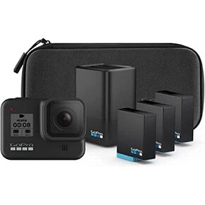 GoPro HERO8 Black Action Camera Bundle with Dual Battery Charger & Includes 3 Total Batteries with case.