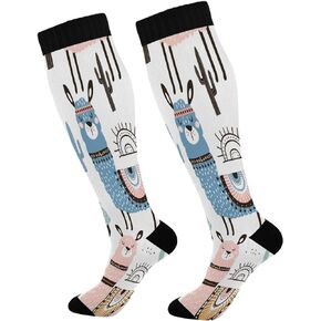 Mexican Serape Blanket Stripes Compression Socks Women Men Knee High Stockings for Sports,Running,Travel 1Pair