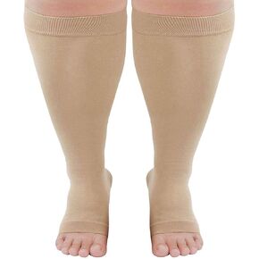 Runee Ultra Wide Open Toe Knee High Compression Sock - Made For People With Wide Calves in Kuwait