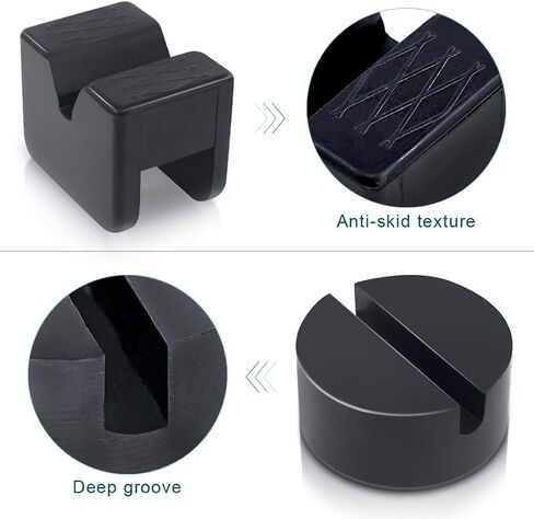 Swpeet 4 Pack 2 Types Sparta Floor Jack Pad Adapter for Jack Stand 2-4 ton Universal Rubber Sparta Floor Slotted Frame Rail Pinch Welds Protector in Saudi Arabia