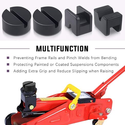 Swpeet 4 Pack 2 Types Sparta Floor Jack Pad Adapter for Jack Stand 2-4 ton Universal Rubber Sparta Floor Slotted Frame Rail Pinch Welds Protector in Saudi Arabia