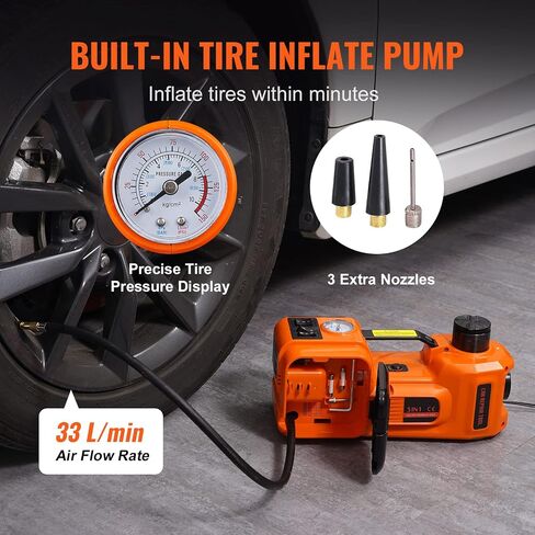 VEVOR Electric Car Jack, 5 Ton/11023 LBS Hydraulic Jack Lift with Built-in Inflatable Pump and LED Light, Portable Car Jack for SUV MPV Sedan Truck Change Tires Garage Repair in Saudi Arabia