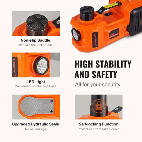 VEVOR Electric Car Jack, 5 Ton/11023 LBS Hydraulic Jack Lift with Built-in Inflatable Pump and LED Light, Portable Car Jack for SUV MPV Sedan Truck Change Tires Garage Repair in Saudi Arabia