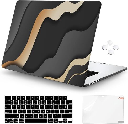 iCasso متوافق مع حافظة MacBook Air 15 بوصة 2024 2023 M3 M2 Chip Model A3114 A2941، حافظة حماية صلبة لجهاز MacBook Air 15.3 بوصة + غطاء لوحة المفاتيح + واقي شاشة، زهرة ملونة in Saudi Arabia