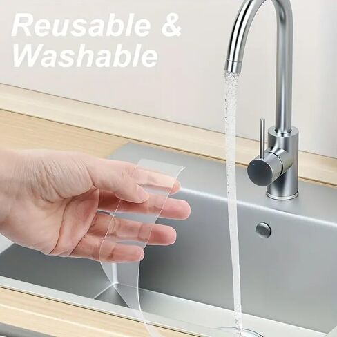 شريط عريض مزدوج الجوانب مقاس 1.18 بوصة، شريط لاصق نانو مزدوج الجوانب، شريط تعليق للصور، شريط ملصق لاصق قابل للإزالة وإعادة الاستخدام لديكور الجدران، ديكور المكتب، شريط السجاد (شفاف، شريط نانو 9.85 قدم) in Kuwait