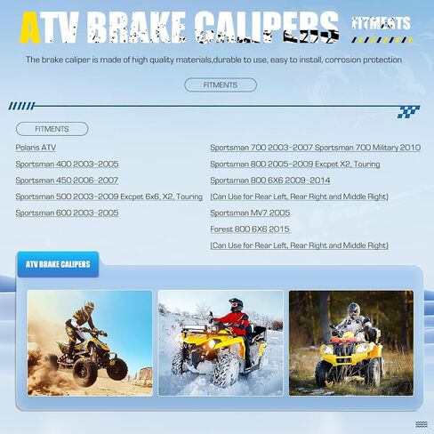 Rear Left/Right Brake Calipers Set with Pads for Polaris Sportsman 400 450 500 600 700 800, Replace 1911075 1910690, 1 Brake Caliper in Saudi Arabia