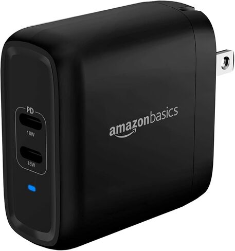 Amazon Basics 20W Foldable USB-C Wall Charger with Power Delivery for Tablets & Phones (iPhone 16/15/14/13/12/11/X, iPad, Samsung), Portable, Non-PPS, White in Kuwait