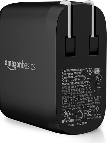 Amazon Basics 20W Foldable USB-C Wall Charger with Power Delivery for Tablets & Phones (iPhone 16/15/14/13/12/11/X, iPad, Samsung), Portable, Non-PPS, White in Kuwait