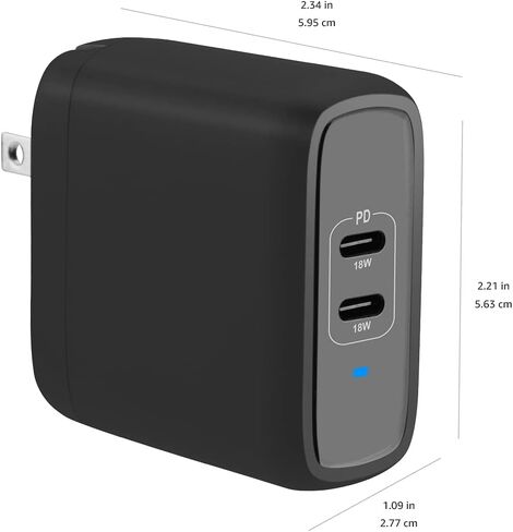 Amazon Basics 20W Foldable USB-C Wall Charger with Power Delivery for Tablets & Phones (iPhone 16/15/14/13/12/11/X, iPad, Samsung), Portable, Non-PPS, White in Kuwait
