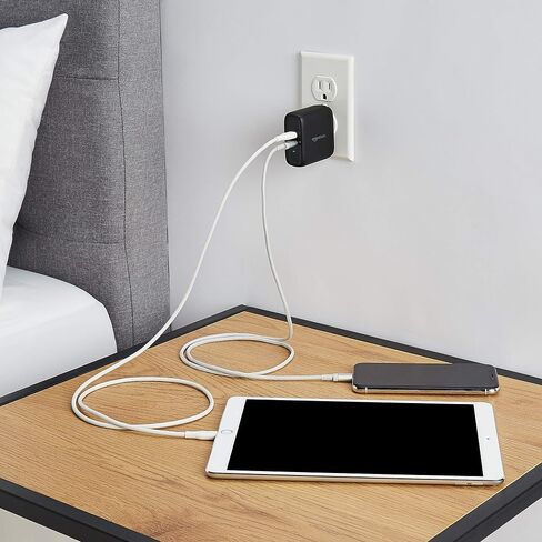 Amazon Basics 20W Foldable USB-C Wall Charger with Power Delivery for Tablets & Phones (iPhone 16/15/14/13/12/11/X, iPad, Samsung), Portable, Non-PPS, White in Kuwait