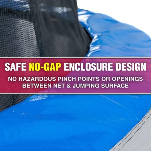 ترامبولين دائري بإطار فولاذي مجلفن عالي التحمل مقاوم للصدأ: مجموعة حاوية أمان ذات 6 أقطاب، تلبي معايير السلامة ASTM، 14 قدم - أزرق in Kuwait