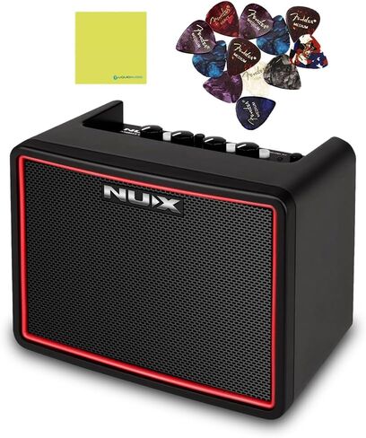 NUX Mighty Lite BT MKII Portable Desktop Modeling Guitar Amp Bundle with 12x Fender Guitar Picks and Liquid Audio Instrument Polishing Cloth - Mini Guitar Amp in Saudi Arabia