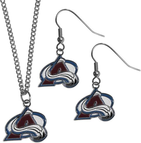 NHL Siskiyou Sports Womens Colorado Avalanche Dangle Earrings and Chain Necklace Set One Size Team Color in Saudi Arabia