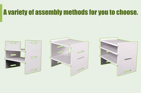 حامل شاشة مع رف تخزين ثلاثي الطبقات للكمبيوتر المحمول وحامل تلفزيون وسطح المكتب ومنظم تخزين خشبي ورافعات شاشة الجلوس. رف حامل للكمبيوتر المحمول مع درج منظم (أبيض) in Kuwait