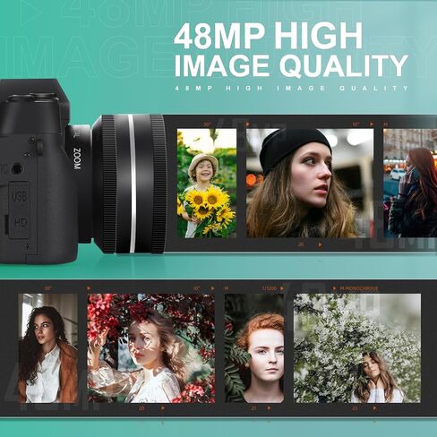 كاميرات رقمية للتصوير الفوتوغرافي، كاميرا فيديو بدقة 4K بدقة 48 ميجابكسل، وكاميرا تسجيل فيديو بتكبير رقمي 16X لليوتيوب، وكاميرا للسفر مع بطاقة SD سعة 32 جيجابايت وعدسة ماكرو بزاوية واسعة in Kuwait
