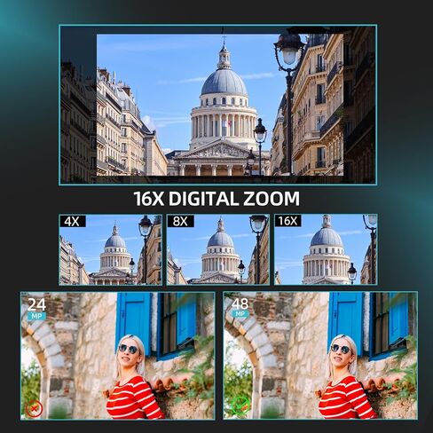كاميرات رقمية للتصوير الفوتوغرافي، كاميرا فيديو بدقة 4K بدقة 48 ميجابكسل، وكاميرا تسجيل فيديو بتكبير رقمي 16X لليوتيوب، وكاميرا للسفر مع بطاقة SD سعة 32 جيجابايت وعدسة ماكرو بزاوية واسعة in Kuwait