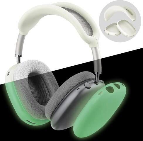 غطاء حافظة من السيليكون من FINTIE لسماعات AirPods Max، غطاء أكواب أذن مضاد للخدش وغطاء رأس لـ AirPods Max، ملحقات واقي الجلد لـ AirPods Max (أسود) in Kuwait