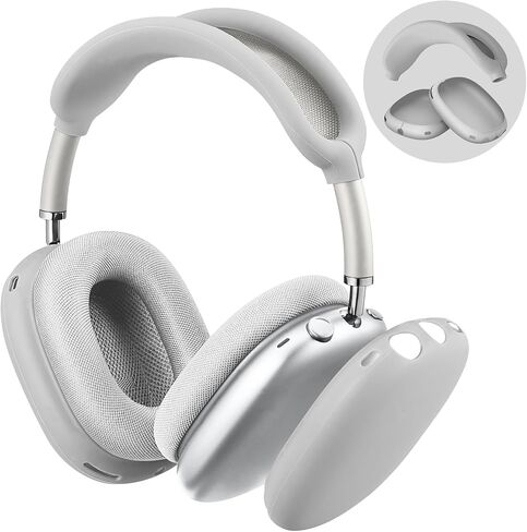 غطاء حافظة من السيليكون من FINTIE لسماعات AirPods Max، غطاء أكواب أذن مضاد للخدش وغطاء رأس لـ AirPods Max، ملحقات واقي الجلد لـ AirPods Max (أسود) in Kuwait