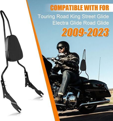 مسند ظهر للراكب الخلفي أسود قابل للفصل مع وسادة مسند ظهر متوافقة مع Touring Road King Street Glide Electra Glide Road Glide FLHR FLHX FLHT FLTR 2009-2023 in Saudi Arabia
