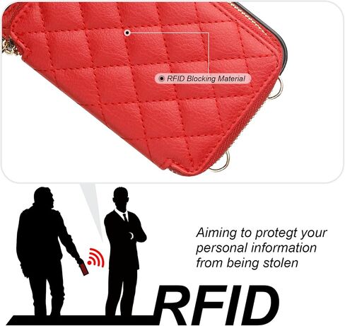 حافظة محفظة Bocasal Crossbody لهاتف iPhone 7/8 Plus، غطاء قلاب لحقيبة اليد من جلد البولي يوريثان بسحاب RFID، حافظة بمسند فوليو مع فتحات للبطاقات وحزام معصم 5.5 بوصة (أسود) in Kuwait