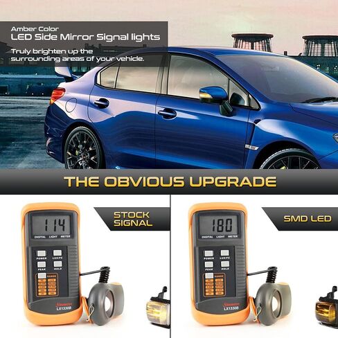 [إشارة انعطاف تسلسلية] متوافقة مع Subaru Impreza WRX STI Forester XV Crosstrek Legacy Outback Amber LED شريط مرآة جانبية مدخنة ومصباح مؤشر الضوء الوامض، مجموعة جانبية للسائق والراكب in Saudi Arabia