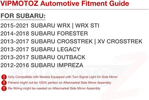 [إشارة انعطاف تسلسلية] متوافقة مع Subaru Impreza WRX STI Forester XV Crosstrek Legacy Outback Amber LED شريط مرآة جانبية مدخنة ومصباح مؤشر الضوء الوامض، مجموعة جانبية للسائق والراكب in Saudi Arabia