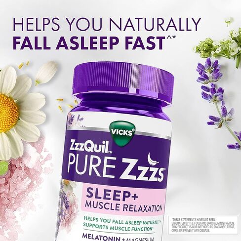 ZzzQuil Pure Zzzs Sleep+ مكملات الميلاتونين للنوم لاسترخاء العضلات، 26 قطعة (عبوة من قطعتين) in Kuwait