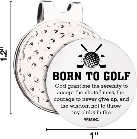 هدايا جولف مضحكة للاعبي الجولف، هدايا مبتكرة للجولف، علامة كرة الجولف من Born to Golf مع مشبك قبعة مغناطيسي من الفولاذ المقاوم للصدأ، ملحقات الجولف هدية للرجال والنساء in Saudi Arabia