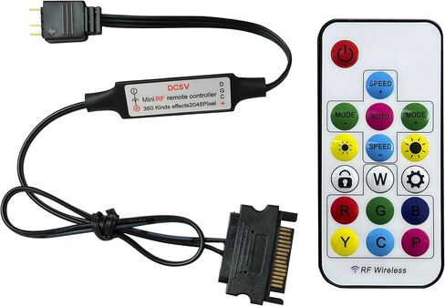 MUSETEX ARGB Controller for 5V3pin ARGB Adapter Cable, ARGB Fan Controller, Connect to Power SATA Interface, LED Lighting SATA Cable with Remote Control in Kuwait