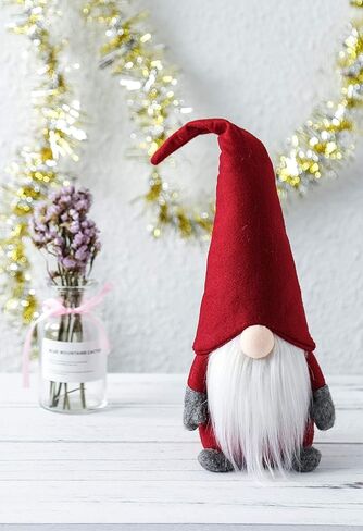 Funoasis Holiday Gnome Tomte السويدية المصنوعة يدويًا، زينة زينة قزم عيد الميلاد بفضل تقديم هدايا اليوم التماثيل السويدية Tomte 16 بوصة/أحمر in Kuwait