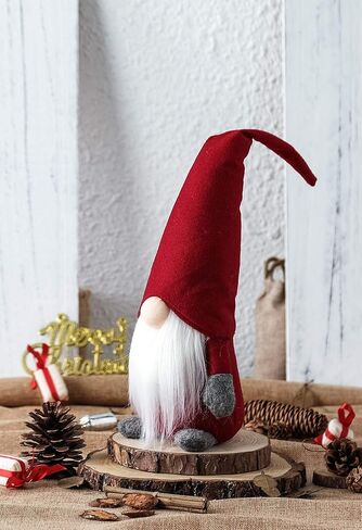 Funoasis Holiday Gnome Tomte السويدية المصنوعة يدويًا، زينة زينة قزم عيد الميلاد بفضل تقديم هدايا اليوم التماثيل السويدية Tomte 16 بوصة/أحمر in Kuwait
