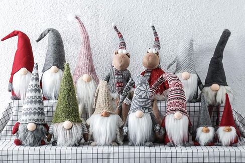 Funoasis Holiday Gnome Tomte السويدية المصنوعة يدويًا، زينة زينة قزم عيد الميلاد بفضل تقديم هدايا اليوم التماثيل السويدية Tomte 16 بوصة/أحمر in Kuwait