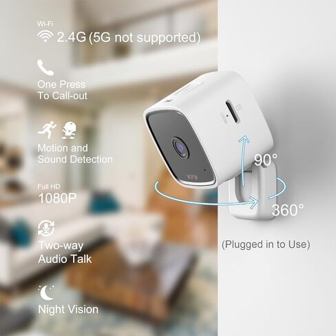 1080p HD Mini Indoor Camera, WiFi Security Camera Pet Camera with Phone App Home Camera for Room/Baby/Dog, Night Vision, 2-Way Audio, Motion Detection for Home Security in Kuwait