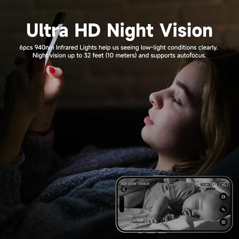 1080p HD Mini Indoor Camera, WiFi Security Camera Pet Camera with Phone App Home Camera for Room/Baby/Dog, Night Vision, 2-Way Audio, Motion Detection for Home Security in Kuwait