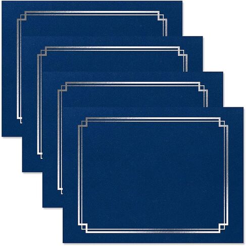 Classic Elite Award Certificate Collection - Includes 25 Certificate Papers (White/Blue), 25 Heavy Linen Folders (Blue/Silver), 25 Silver Foil Seals, Laser & Inkjet Printer Compatible in Saudi Arabia